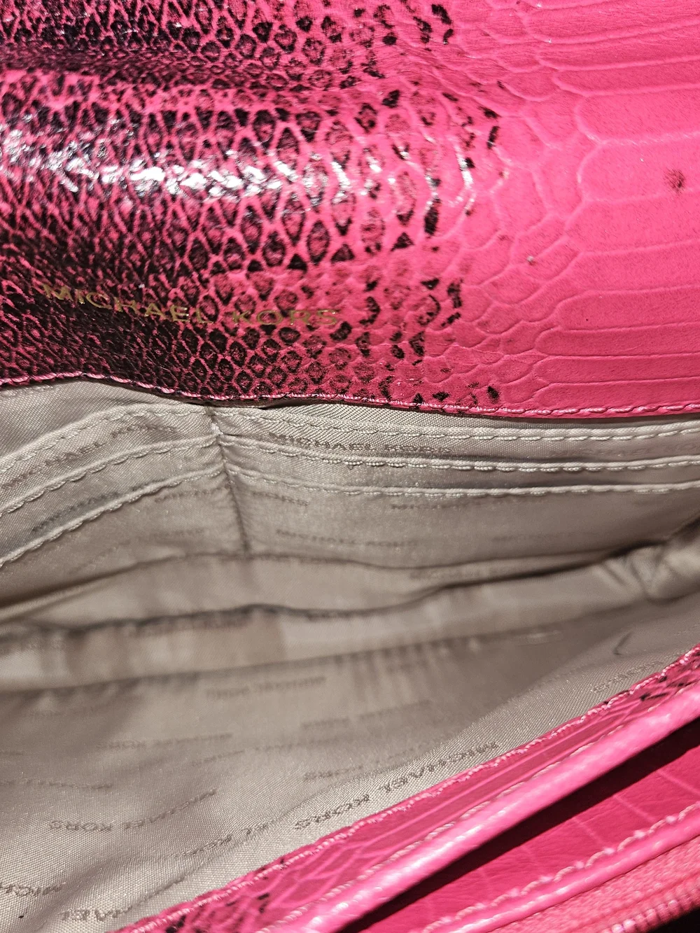MICHAEL KORS Pink Snake-Embossed Crossbody Bag